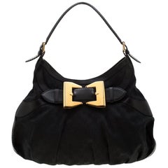 Gucci Black GG Canvas and Leather Queen Hobo