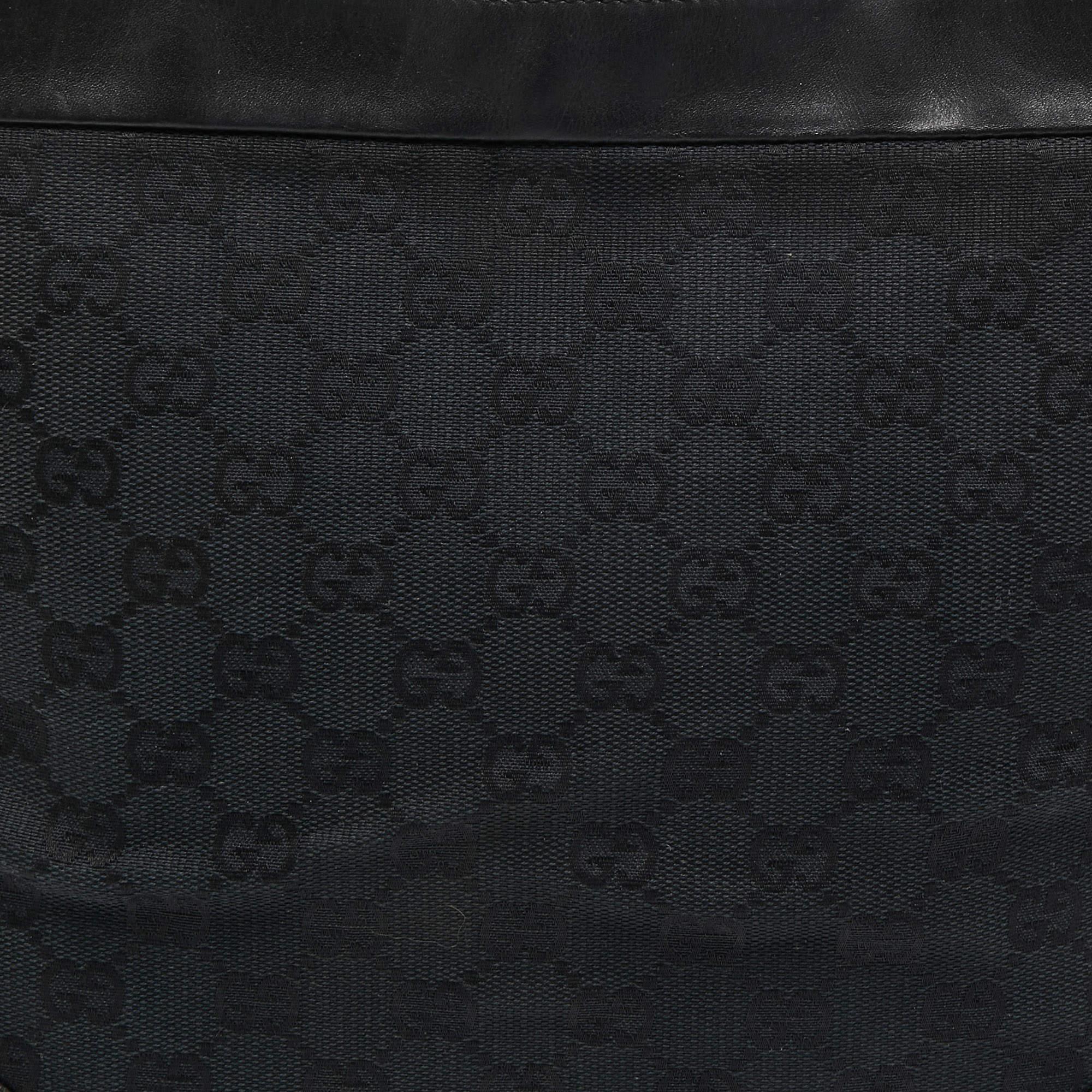 Gucci Black GG Canvas and Leather Shoulder Bag 2