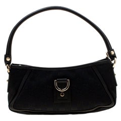 Gucci Black GG Canvas and Leather Small Abbey Shoulder Bag