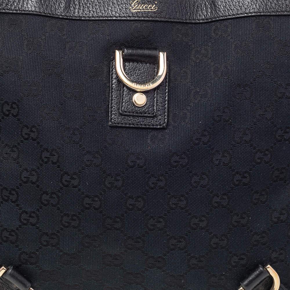 Gucci Black GG Canvas And Leather Small Abbey Tote For Sale 6