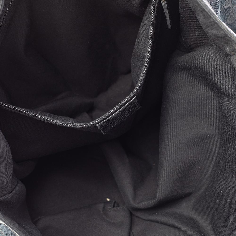 Schwarze GG Abbey-Tasche aus Segeltuch und Leder von Gucci im Angebot 7