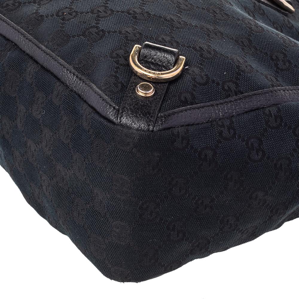 Schwarze GG Abbey-Tasche aus Segeltuch und Leder von Gucci im Angebot 4