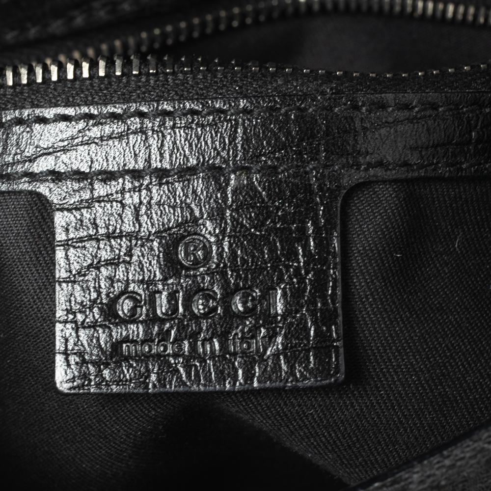Gucci Black GG Canvas and Leather Small Horsebit Shoulder Bag In Good Condition In Dubai, Al Qouz 2