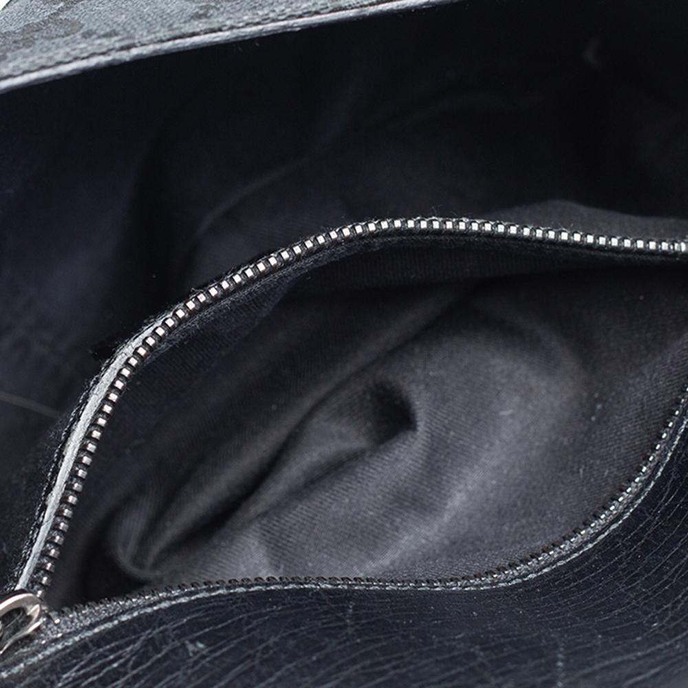 Gucci Schwarze GG Umhängetasche aus Canvas und Leder mit kleinem Pferdekopf 4
