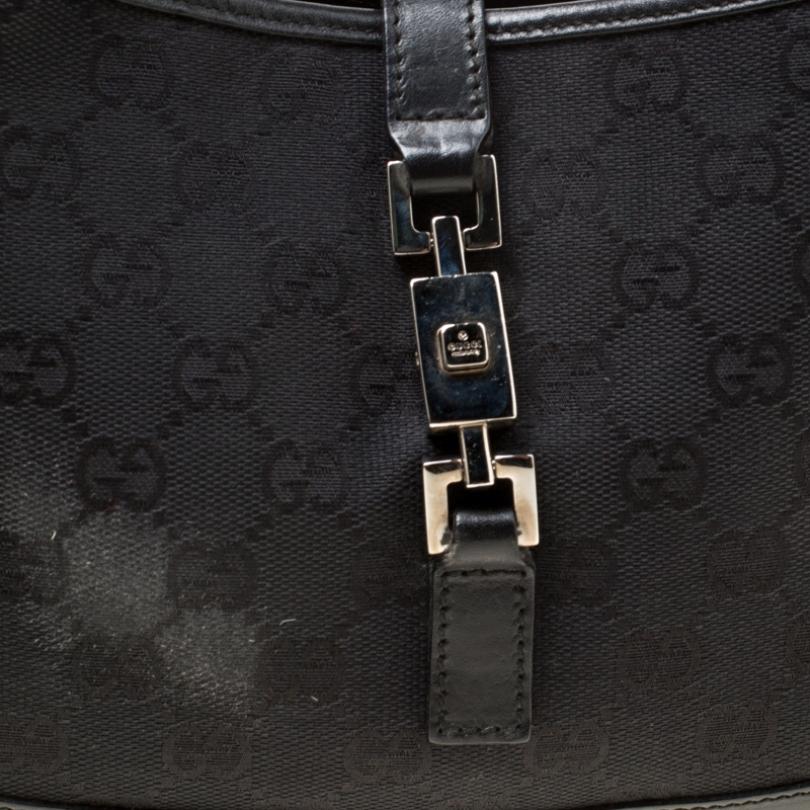 Gucci Black GG Canvas and Leather Small Jackie Shoulder Bag 3