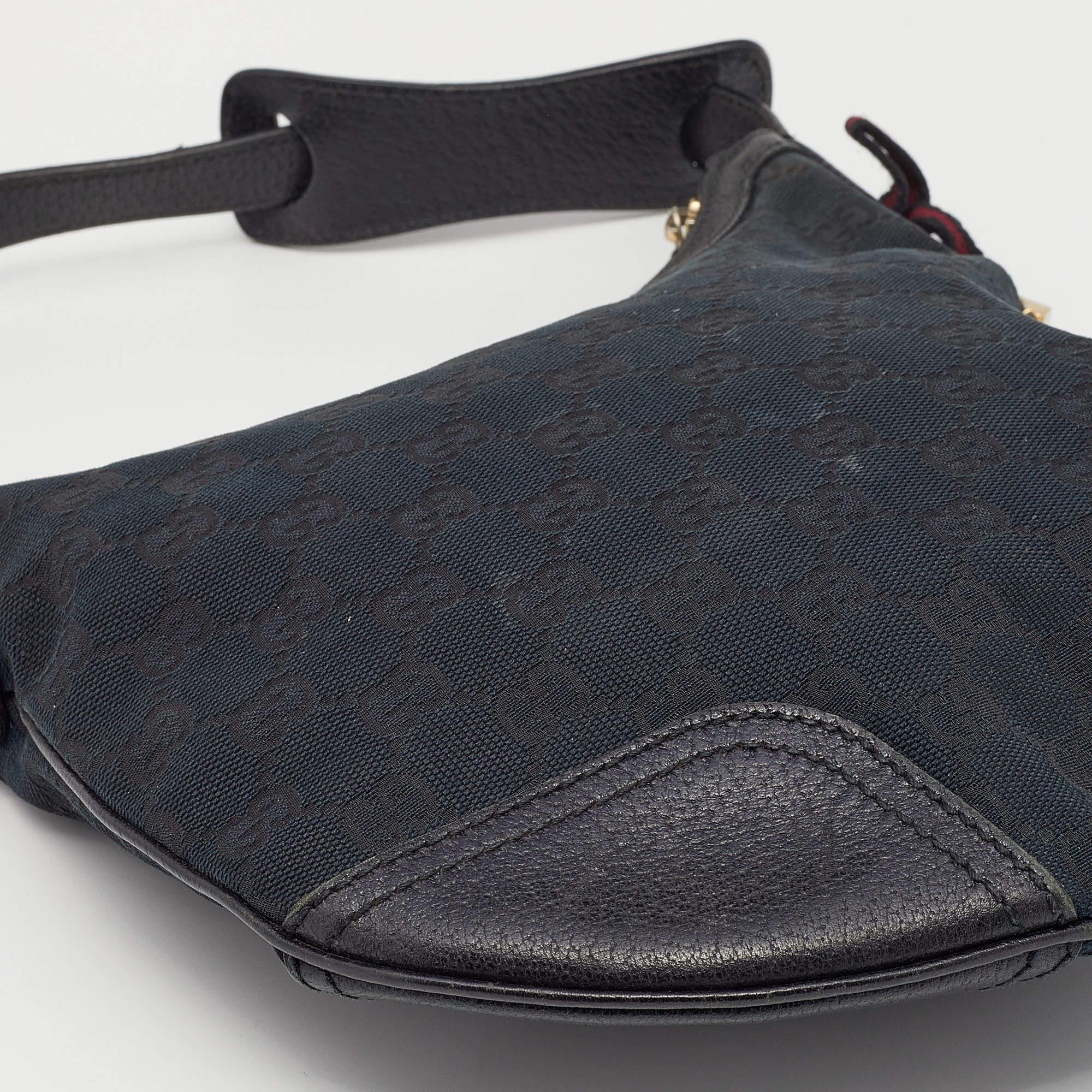 Gucci Black GG Canvas and Leather Small Princy Hobo For Sale 4