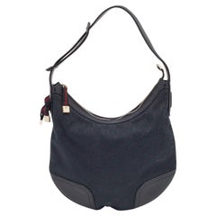 Gucci Princy Hobo, schwarzes GG Segeltuch und Leder, Princy