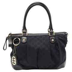 Gucci Black GG Canvas and Leather Sukey Tote