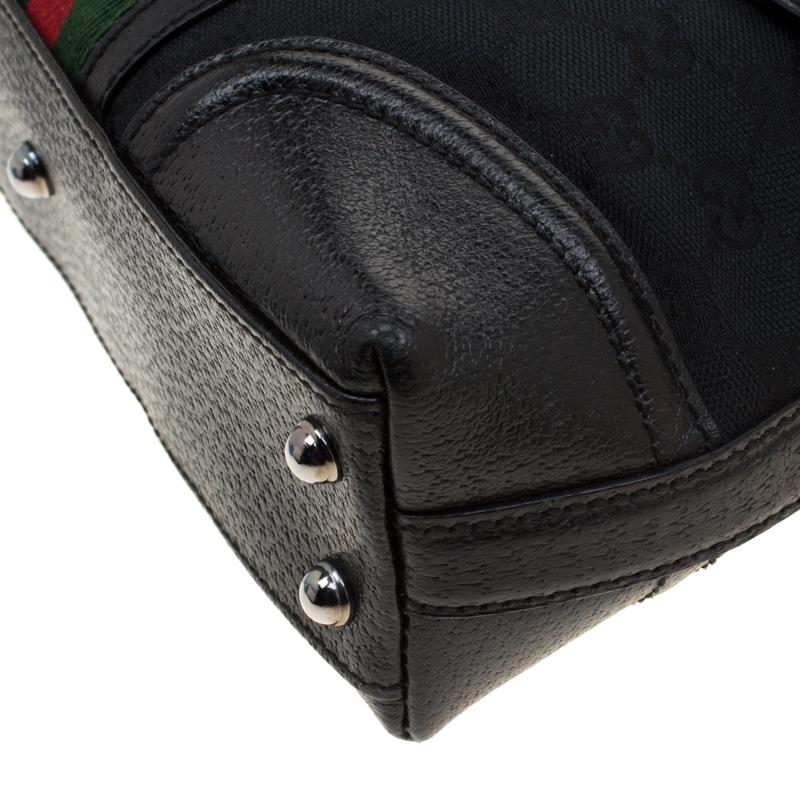 GuccI Black GG Canvas and Leather Treasure Shoulder Bag 4