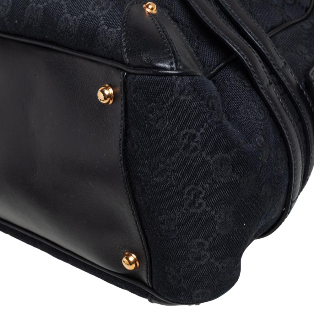 Gucci Black GG Canvas and Leather Trim Wave Boston Bag 7