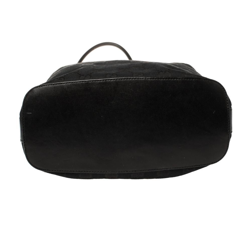 Schwarzer GG Hobo aus Segeltuch und Leder, Vintage 1