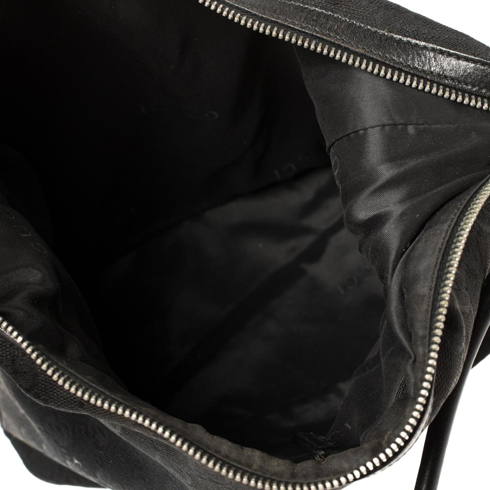 Schwarzer GG Hobo aus Segeltuch und Leder, Vintage 5