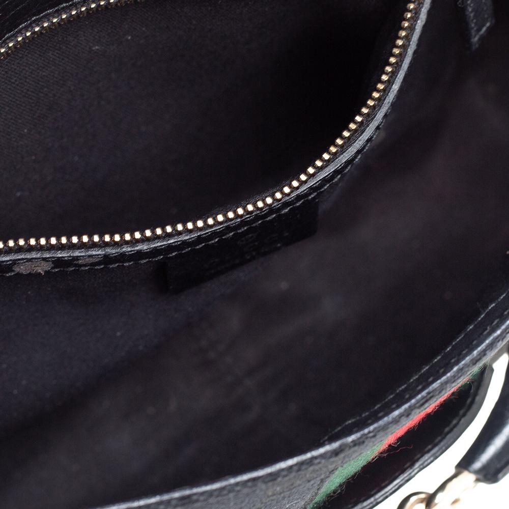 Gucci Black GG Canvas and Leather Vintage Horsebit Shoulder Bag 3