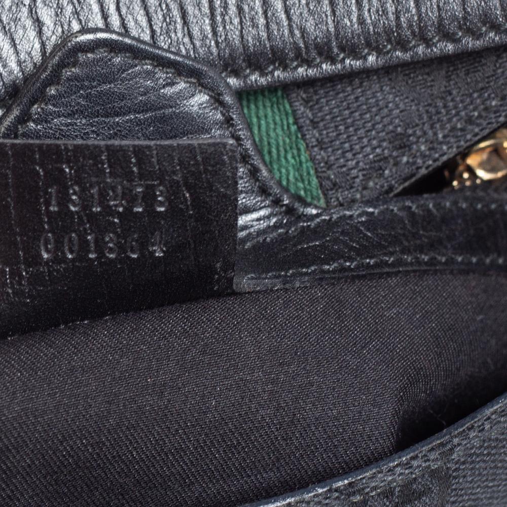 Gucci Black GG Canvas and Leather Vintage Horsebit Shoulder Bag 5