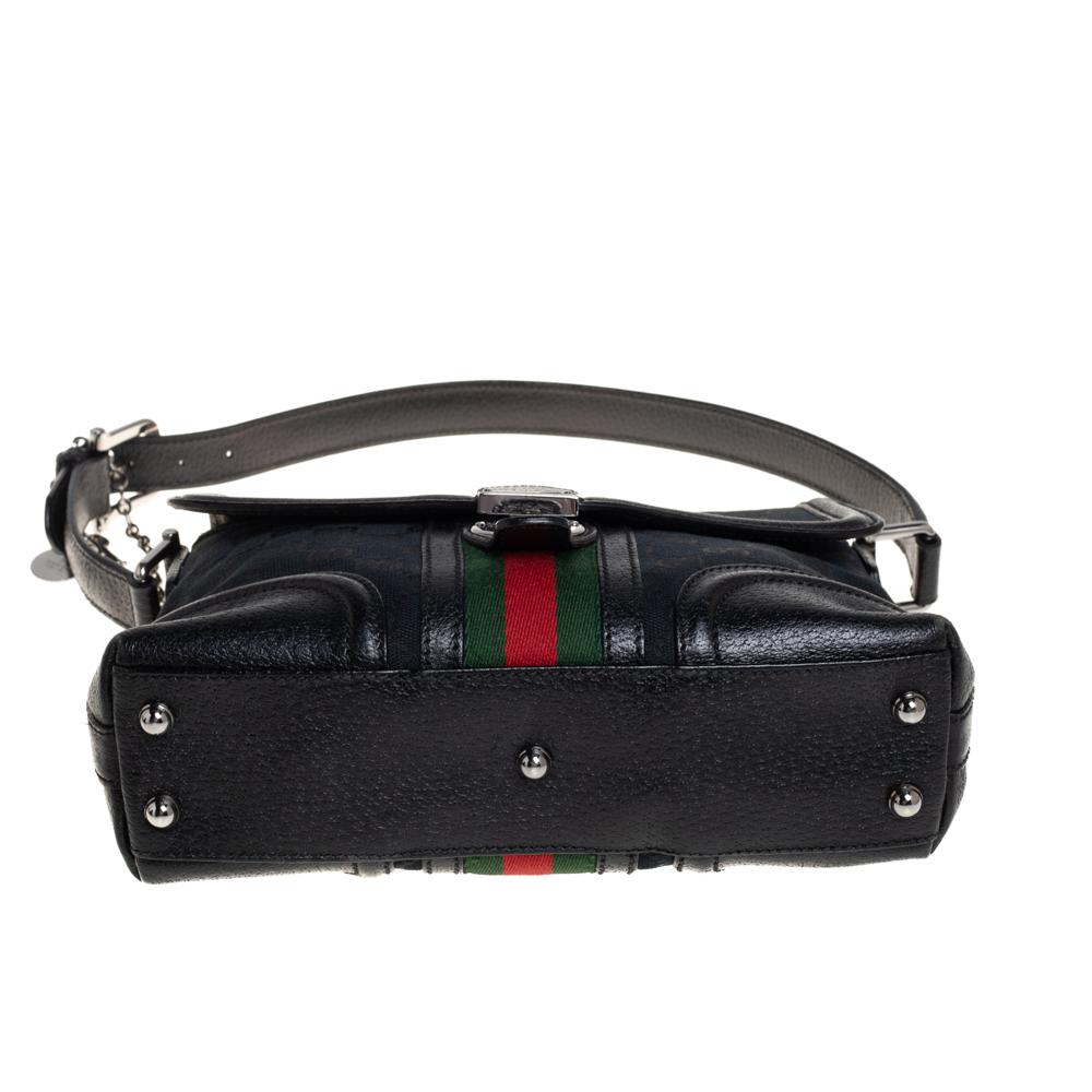 Gucci Black GG Canvas and Leather Web Treasure Shoulder Bag 6