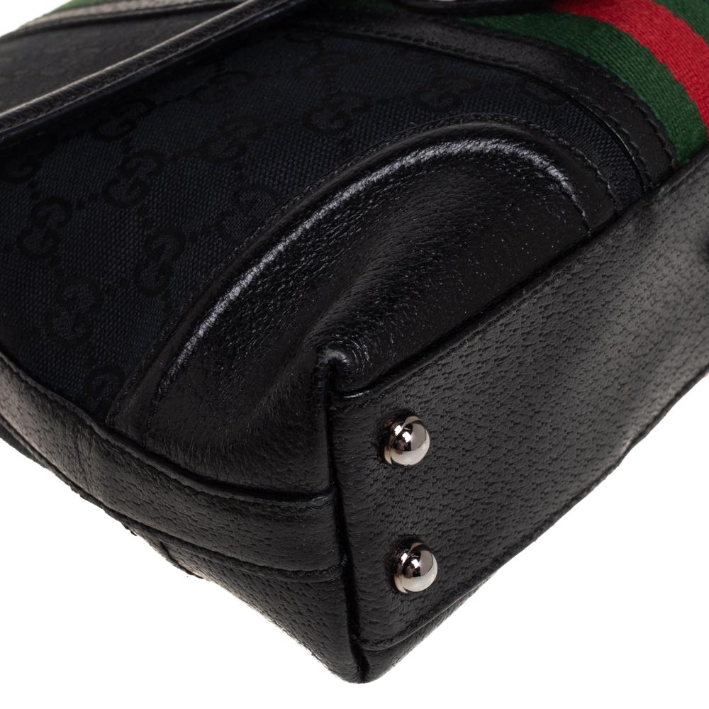 Gucci Black GG Canvas and Leather Web Treasure Shoulder Bag 7