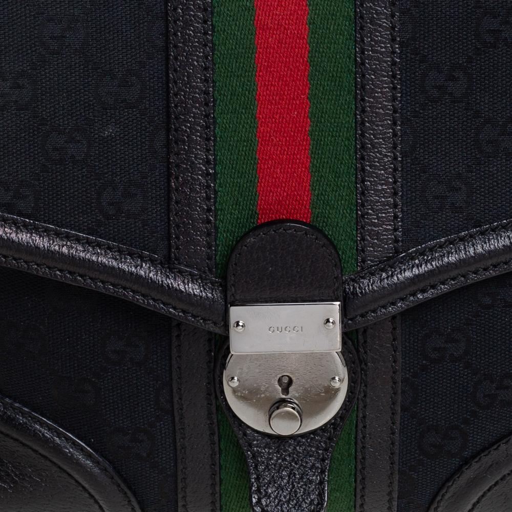 Gucci Black GG Canvas and Leather Web Treasure Shoulder Bag 3