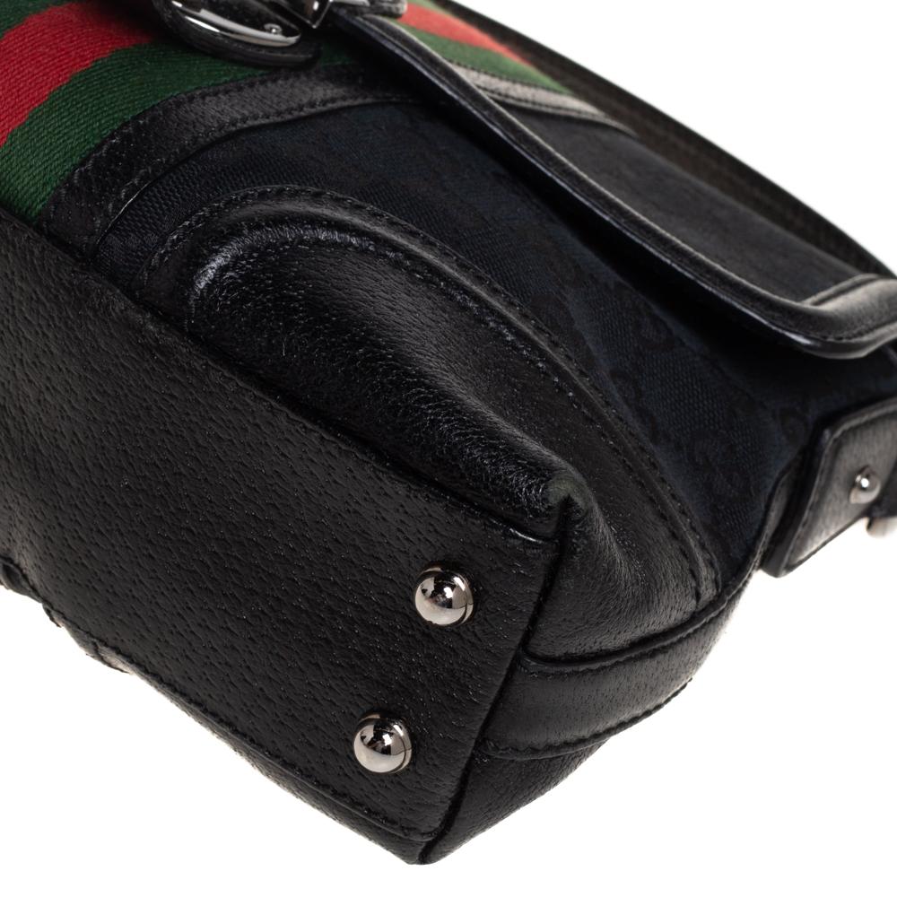 Gucci Black GG Canvas and Leather Web Treasure Shoulder Bag 4