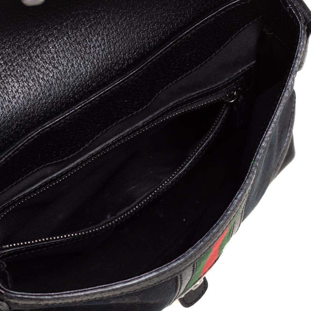 Gucci Black GG Canvas and Leather Web Treasure Shoulder Bag 5