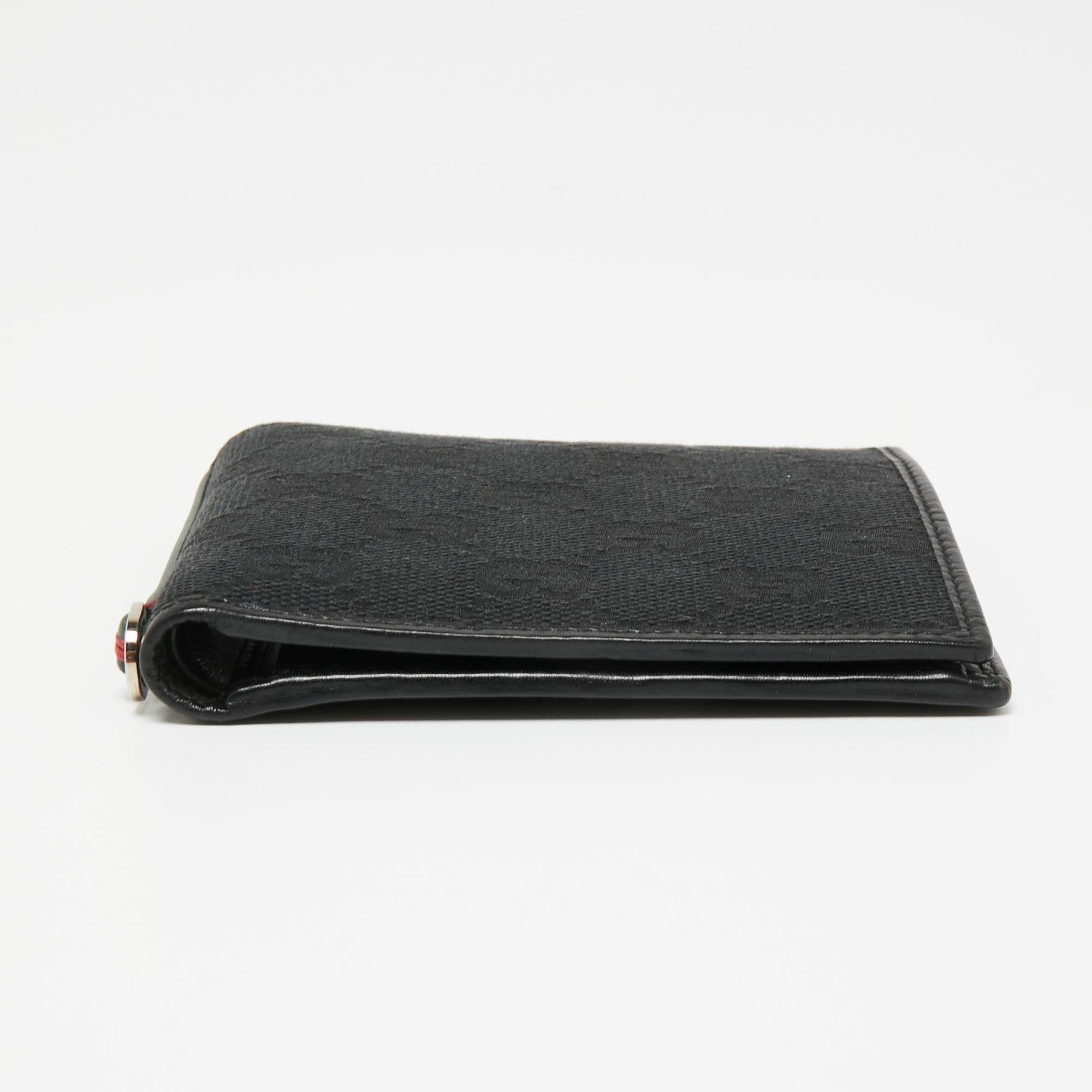 Men's Gucci Black GG Canvas and Leather Wed Bifold Wallet