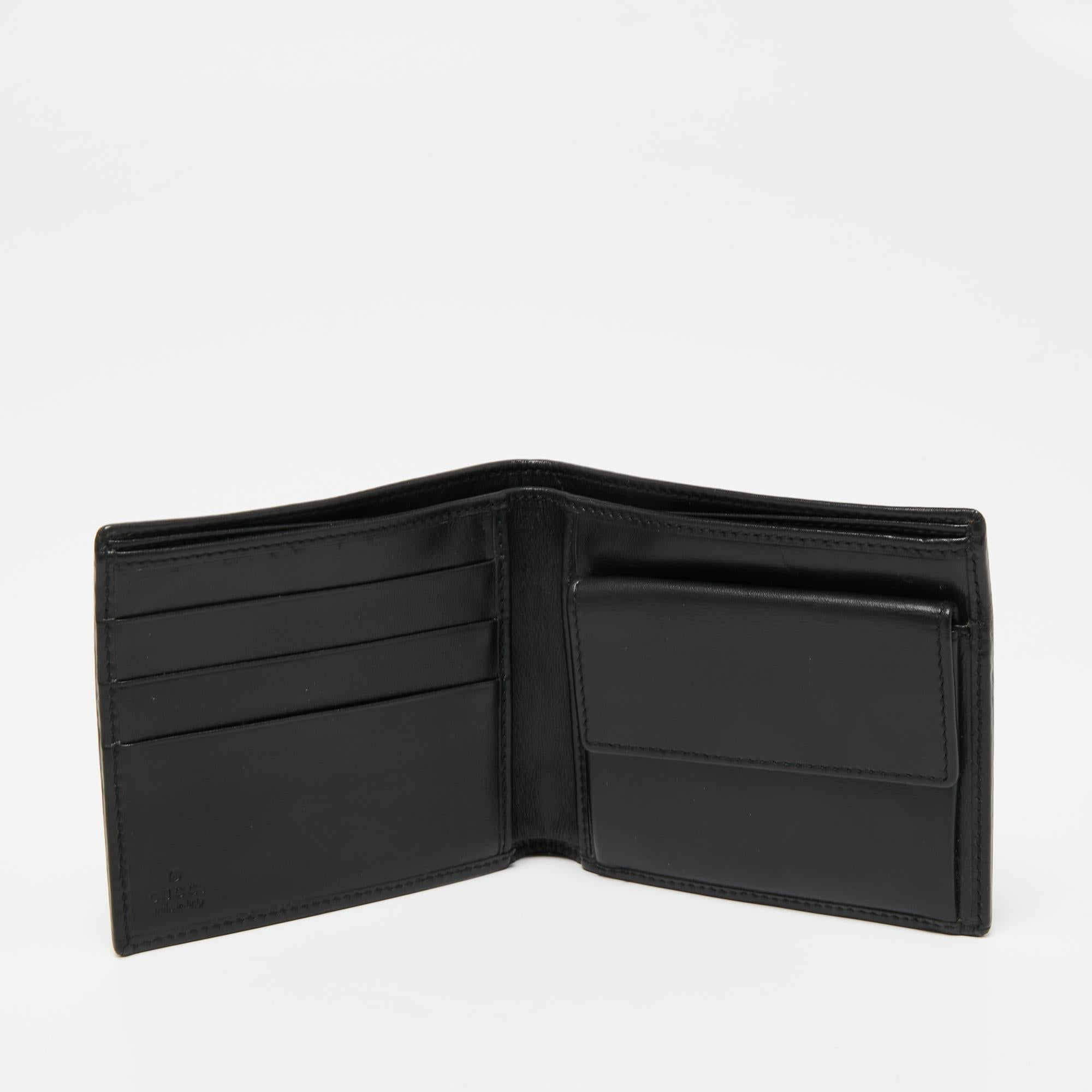 Gucci Black GG Canvas and Leather Wed Bifold Wallet 3