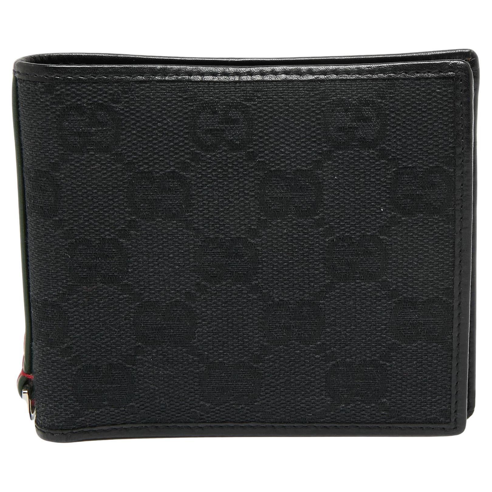 Gucci Black GG Canvas and Leather Wed Bifold Wallet