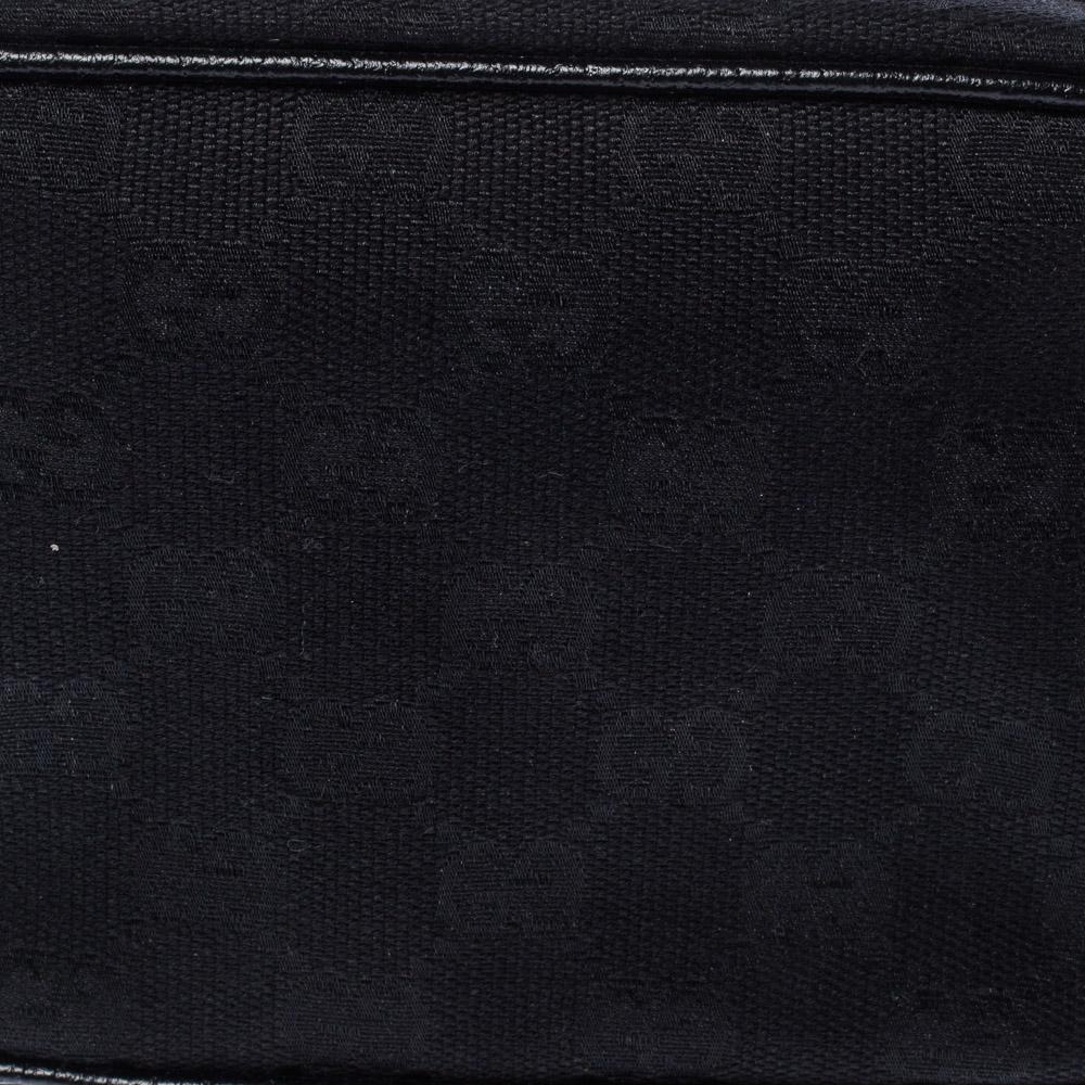 Gucci Black GG Canvas and Leather Zip Around Cosmetics Pouch 5