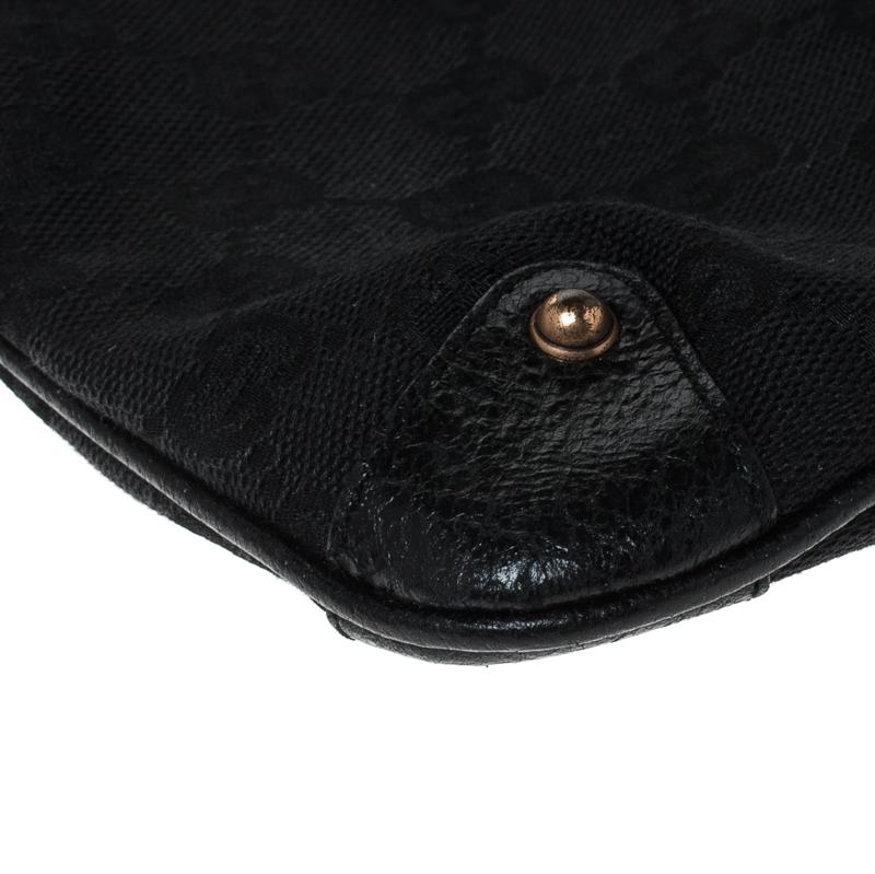 Gucci Black GG Canvas Bamboo Accessories Pochette Bag 3