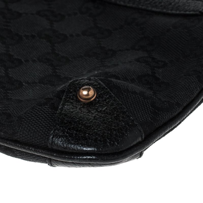Gucci Black GG Canvas Bamboo Accessories Pochette Bag 4