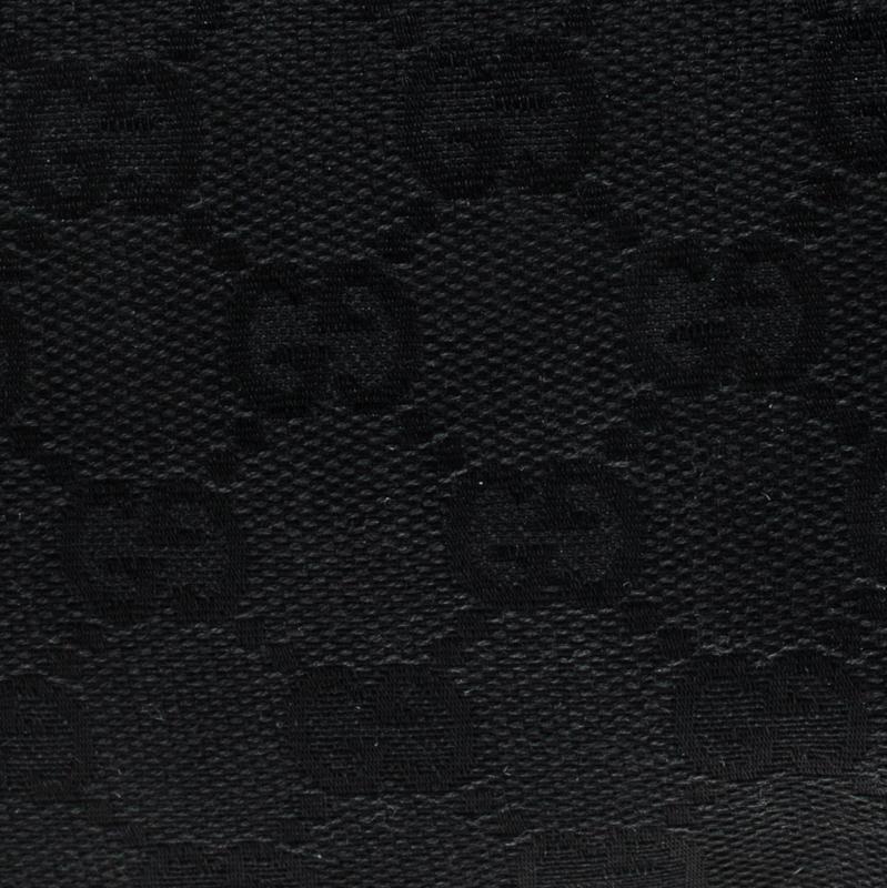 Gucci Black GG Canvas Bamboo Accessories Pochette Bag 5