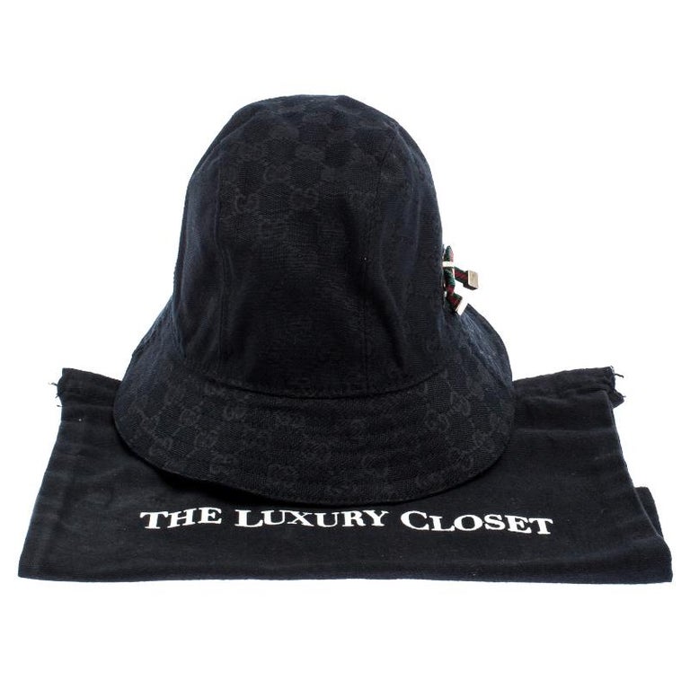 Gucci Black GG Canvas Bow Bucket Hat For Sale at 1stDibs gucci bucket hat