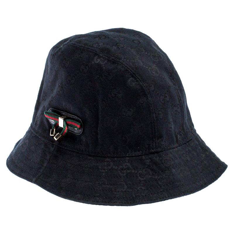 Gucci Black GG Canvas Bow Bucket Hat