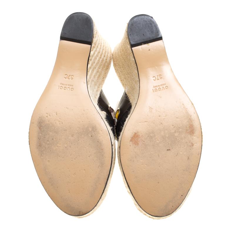 GG WEDGE SLIDES 110 IN DARK BEIGE FABRIC WITH GOLD HARDWARE