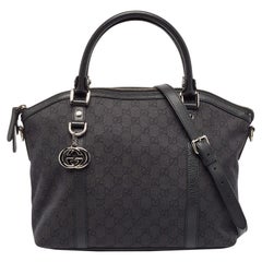 Gucci Black GG Canvas GG Charm Dome Satchel