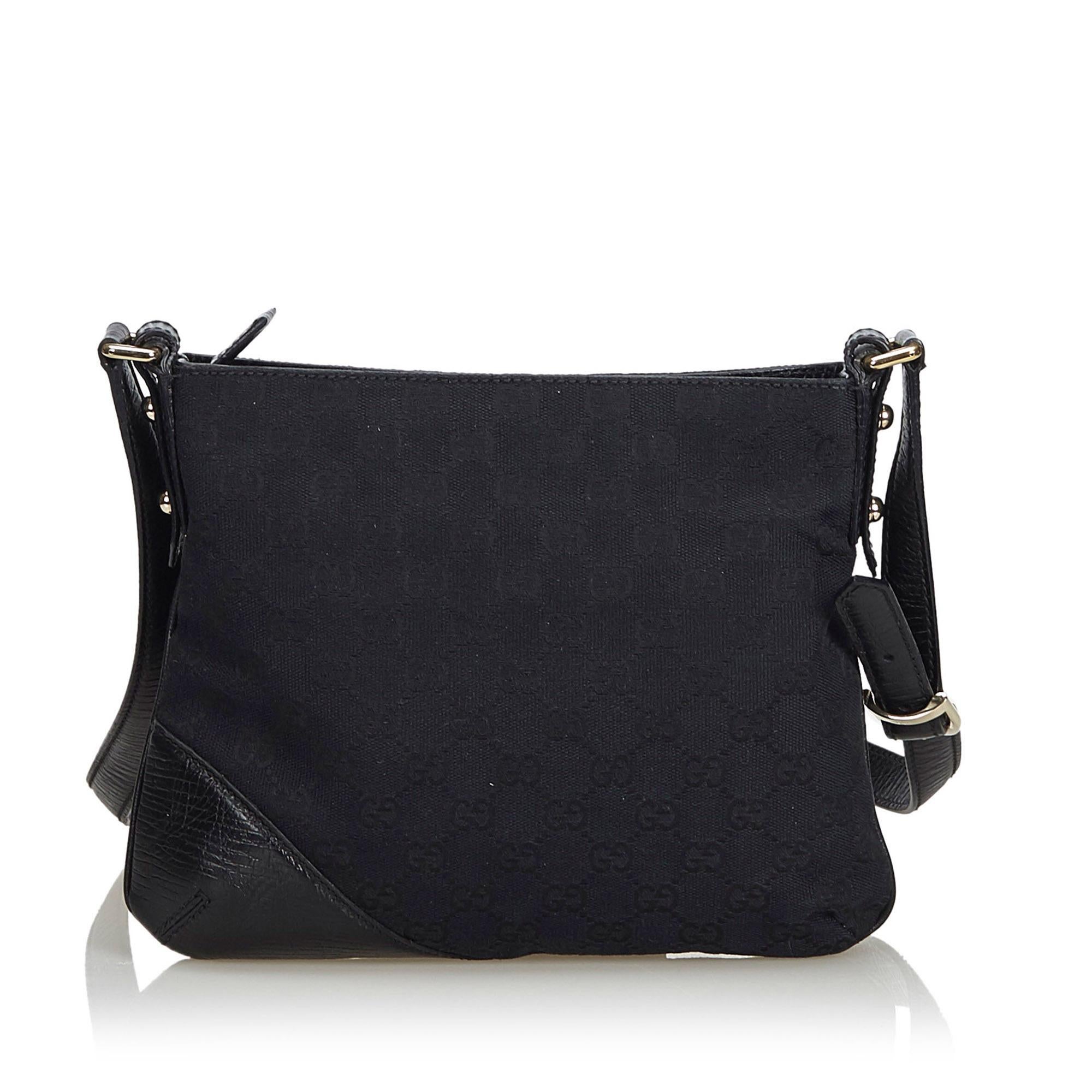 Gucci Black GG Canvas Hasler Crossbody Bag at 1stDibs