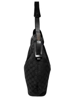 Gucci Black GG Canvas Hobo Shoulder Bag Tom Ford Era Vintage Y2K Leather