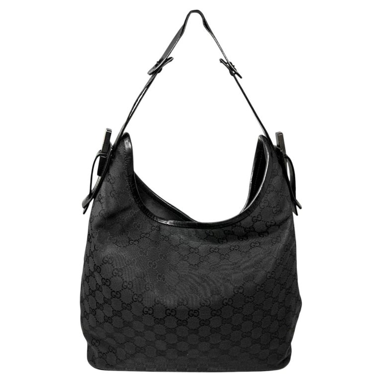 Gucci Black GG Canvas Hobo Shoulder Bag Tom Ford Era Vintage Y2K 