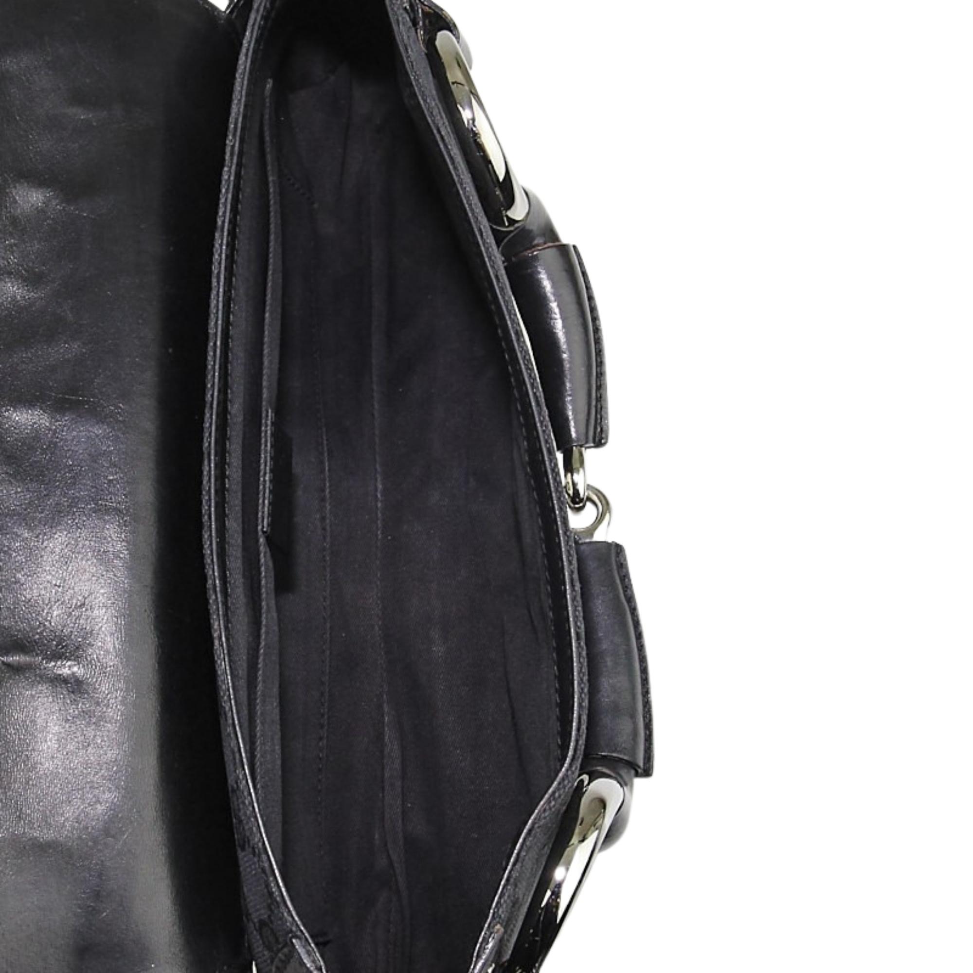 Women's GUCCI Black GG Canvas Horsebit Chain Large Clutch Bag