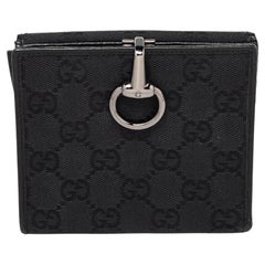 Gucci Black GG Canvas Horsebit Clasp Wallet