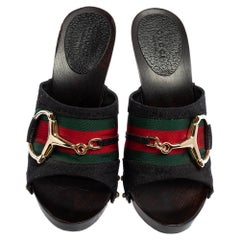 Gucci - Sandales en toile noire GG Icon Bit Web Clog, taille 36