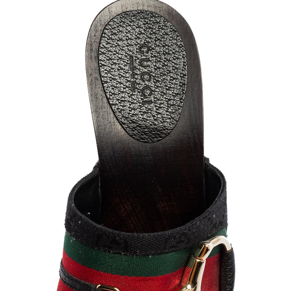 Gucci Black GG Canvas Icon Bit Web Clog Sandals Size 36 In Good Condition In Dubai, Al Qouz 2