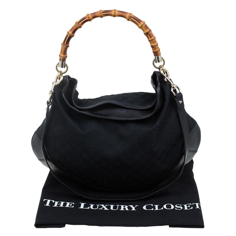 Gucci Black GG Canvas/Leather Large Peggy Hobo 12