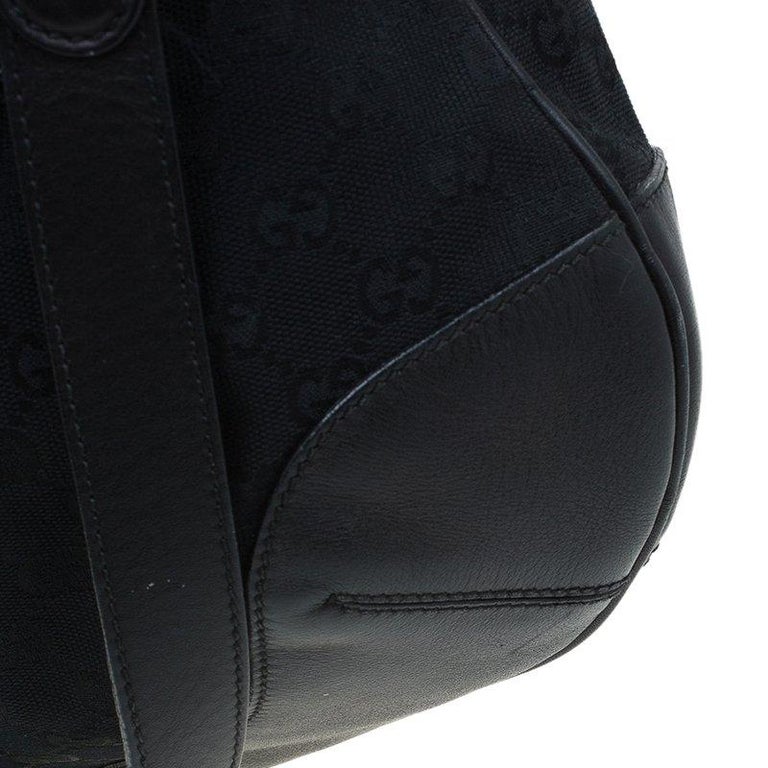 Gucci Black GG Canvas/Leather Large Peggy Hobo For Sale at 1stDibs