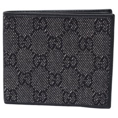Gucci Black GG Canvas Leather Mens Bifold Wallet