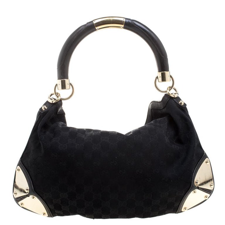 Gucci Black GG Canvas Medium Babouska Indy Top Handle Bag For Sale at ...