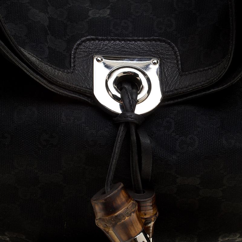 Gucci Black GG Canvas Medium Babouska Indy Top Handle Bag Damen