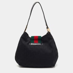 Gucci Black GG Canvas New Ladies Web Hobo