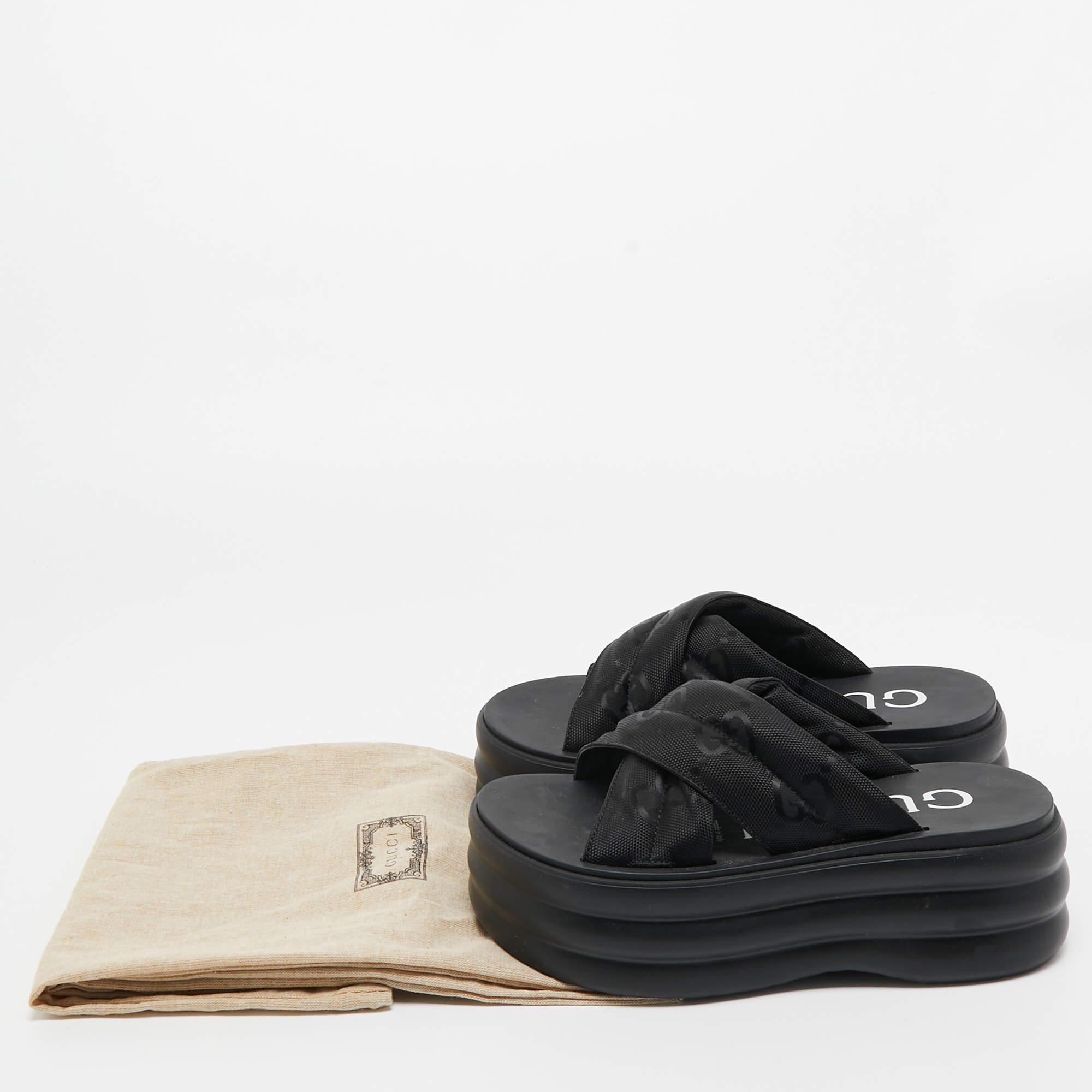 Gucci Black GG Canvas Platform Sandals Size 36 5