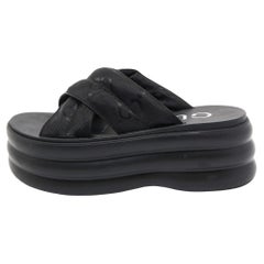Gucci Black GG Canvas Platform Sandals Size 36
