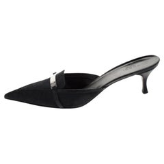 Gucci Black GG Canvas Pointed Toe Mules Size 39.5